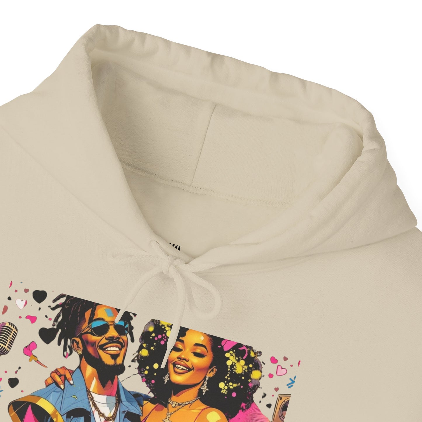 Hoodie - Afro Pop Couple Graphic Pullover (Colorful Retro Comic Art)